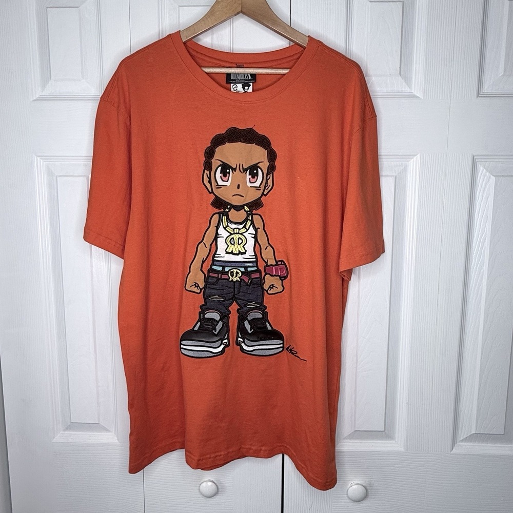 The Boondocks Riley Freeman Shirt Mens 2XL Orange Embroidey‎ Graphic Tee